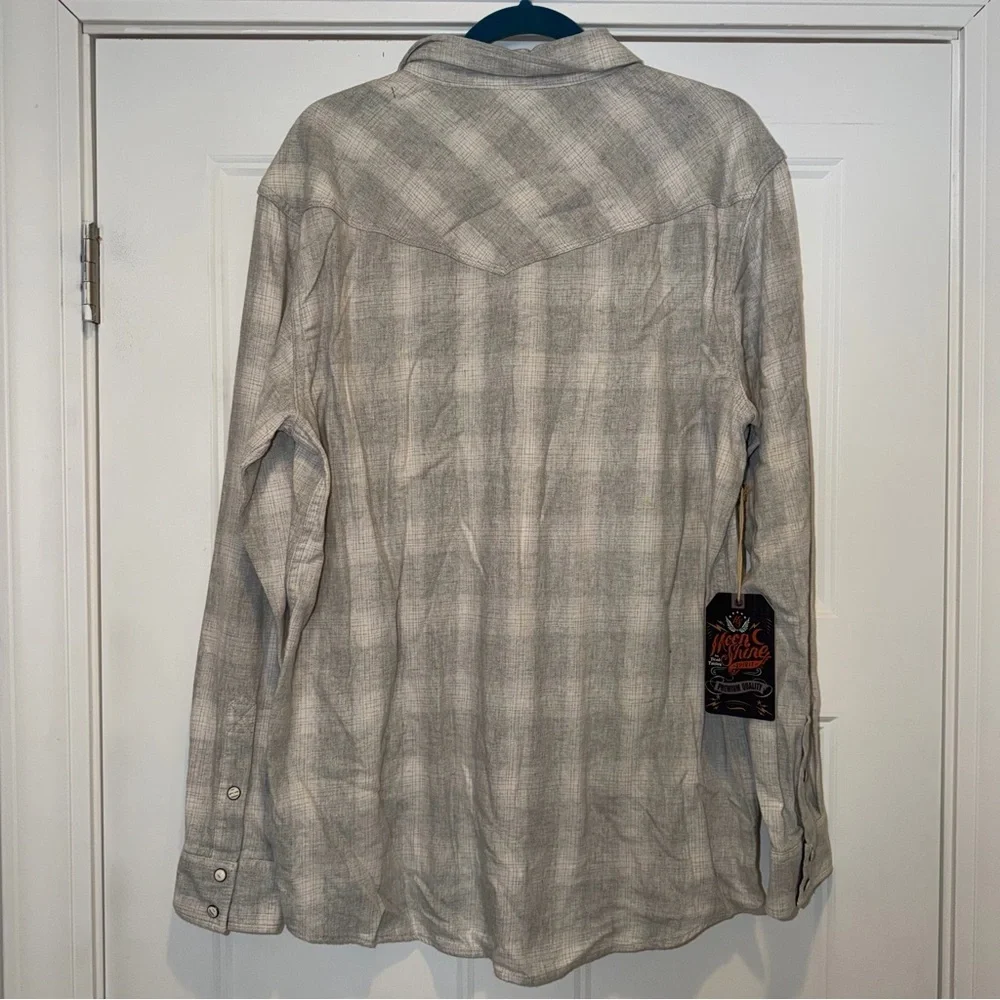 Moon Shine Spirit Western Plaid Pearl Snap shirt